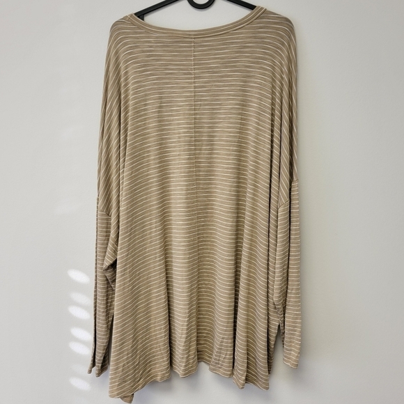 Old Navy Luxe Oversized Slub-Knit Tee Earth Brown Stripe XXL - Picture 4 of 9